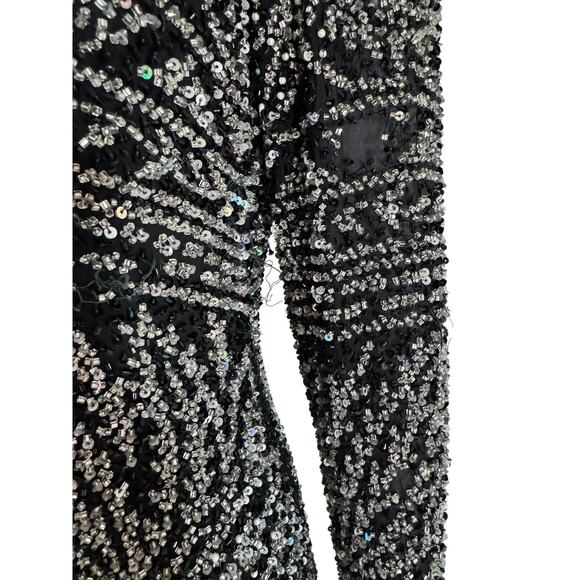 NAEEM KHAN RIAZEE BEADED COUTURE BLACK MINI DRESS - Picture 3 of 11